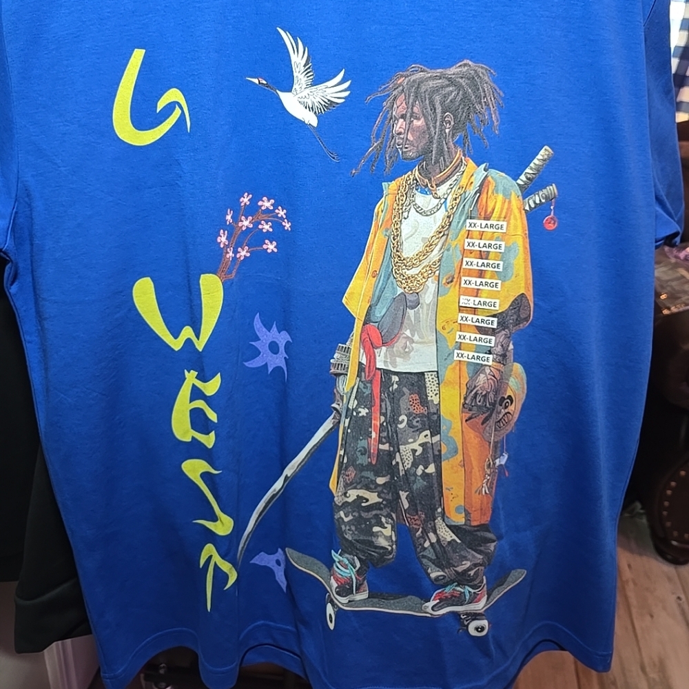 Blue Graphic T-Shirt G-West with Skateboard Design